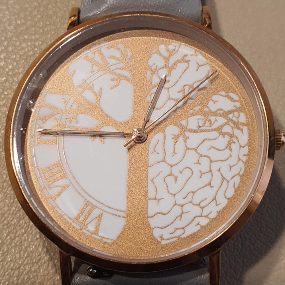 NWT TIME PEACE Women's Rose Gold Tree & Brain Dial Watch